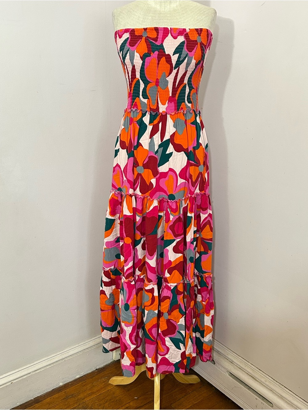ATL Able the Label Abstract Floral Strapless Summer Dress L